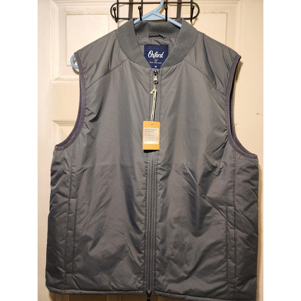 Oxford Watkins Mixed Media Vest Iron Gate Gray Size Medium Full Zip Puffer Mens